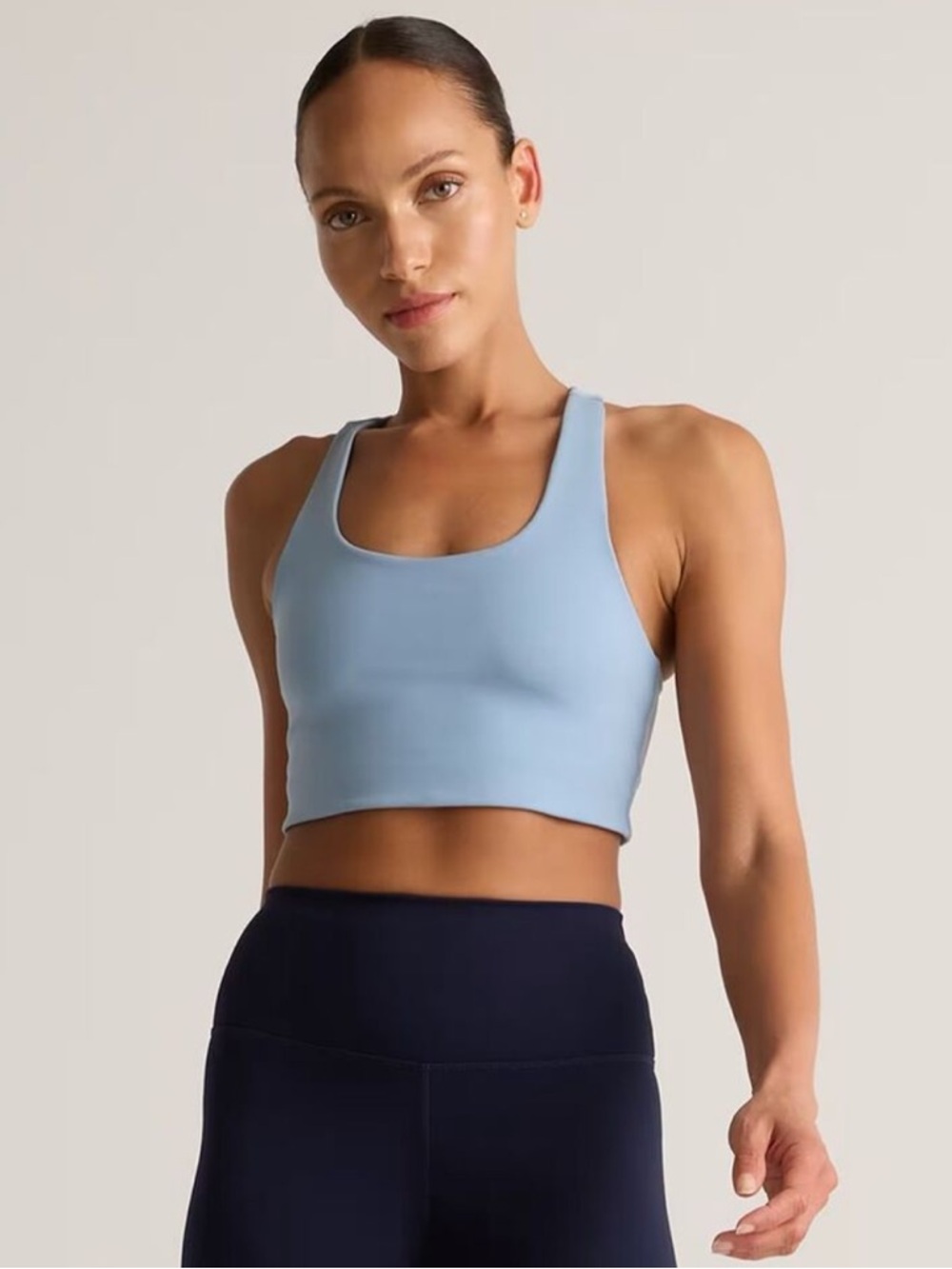 NWT QUINCE Ultra-Form Scoop Neck Longline Bra Medium Spa Blue 7518